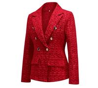 YYNUDA Chaqueta Blazer Mujer Color Sólido Elegante y Elegante Una sola Fila, Un Botón Adecuado para Bodas de Primavera Verano y Otoño, rojo, L