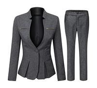 YYNUDA Sastre Mujer 2 piezas Slim Fit One Button Blazer Chaqueta Oficina Trabajo Pantalones Trajes Falda Trajes