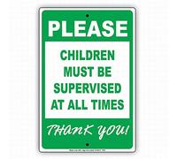 YYone Safety Sign 8x12 Danger Sign Please Children Must Be Supervised All The Times Thank You! Wall Art Warning Caution Tin Signs Metal Road Yard Decor