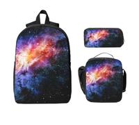 Yyoretp 3 unidades, ajustables, versátiles, de gran capacidad, con estampado de galaxia en el universo, lonchera y estuche para lápices