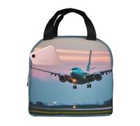 Yyoretp Airplane in The Evening Lights - Bolsa de almuerzo con estampado de luces para hombres y mujeres, bolsa de almuerzo aislada reutilizable para el trabajo, picnic, camping