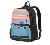 Yyoretp Airplane in The Evening Lights - Mochila casual para mujeres y hombres, mochila de computadora de gran capacidad para viajes y trabajo