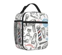 Yyoretp Barber Shop - Lonchera con estampado monocromático para hombres y mujeres, duradera, reutilizable, para adultos, para viajes, trabajo, picnic.