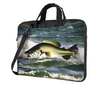 Yyoretp Bass Fishing Wave - Funda portátil para portátil de un solo hombro, compatible con 13 a 16 pulgadas, Black, 15.6 inch