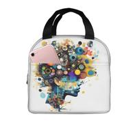 Yyoretp Bolsa de almuerzo con estampado de cerebro de inteligencia artificial para hombres y mujeres, bolsa de almuerzo aislada reutilizable para el trabajo, picnic, camping