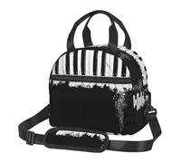 Yyoretp Bolsa de almuerzo portátil aislada con estampado de piano con correas ajustables, bolsa de almuerzo reutilizable