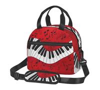 Yyoretp Bolsa de almuerzo portátil aislada con estampado de piano y notas musicales con correas ajustables, bolsa de almuerzo reutilizable
