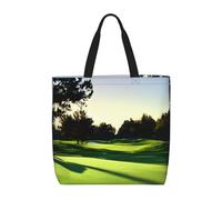 Yyoretp Bolsa de mano de gran capacidad con estampado de campo de golf con cremallera, bolsa de hombro reutilizable para compras