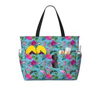 Yyoretp Bolsa de playa grande con estampado de Hello Hawaii para mujer, impermeable, plegable, con cremallera, para vacaciones y viajes.