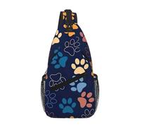 Yyoretp Bonita mochila cruzada con estampado de huellas de perro, mochila de hombro para viajes, senderismo, escalada