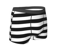 Yyoretp Calzoncillos tipo bóxer con estampado de rayas blancas y negras para hombre, ropa interior elástica, pantalones cortos de microfibra, para uso diario, Negro, M