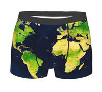 Yyoretp Calzoncillos tipo bóxer para hombre con estampado de mapa del mundo, ropa interior elástica de microfibra, para uso diario, Negro, XXL