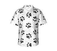 Yyoretp Camisa hawaiana de manga corta con estampado de huellas de perro hawaiano para hombre, camisa de playa con botones, Negro, XXL