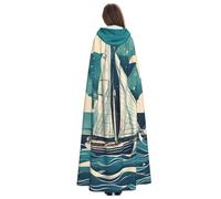 Yyoretp Capa con capucha para adultos, con estampado de velero, para carnaval, cosplay, Navidad, Halloween.