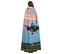 Yyoretp Capa con capucha para adultos, diseño de avión en las luces nocturnas, para carnaval, cosplay, Navidad, Halloween.