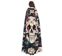 Yyoretp Capa con capucha para adultos, diseño de calavera y flores, para carnaval, cosplay, Navidad, Halloween, túnica