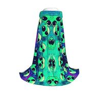 Yyoretp Capa larga con capucha con estampado de alienígenas verdes para niños, disfraz de carnaval, Halloween, cosplay