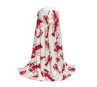 Yyoretp Capa larga con capucha con estampado de langosta roja para niños, disfraz de carnaval, Halloween, cosplay