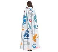 Yyoretp Capa larga con capucha para adultos con estampado creativo de elementos de hockey para cosplay, Halloween, carnaval, disfraces de bruja.