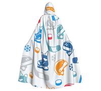 Yyoretp Capa larga con capucha para adultos con estampado creativo de elementos de hockey para Halloween, cosplay, carnaval, disfraces de bruja
