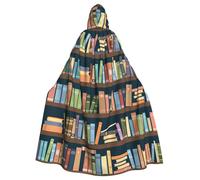 Yyoretp Capa larga con capucha para adultos con estampado de gusanos de biblioteca para Halloween, cosplay, carnaval, disfraces de bruja