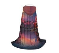 Yyoretp Capa larga con capucha y estampado de paisaje de Monte Fuji de Japón para niños, disfraz de carnaval, Halloween, cosplay