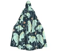 Yyoretp Capa unisex con capucha para adultos, con estampado de animales de manatí, para Halloween, cosplay, disfraz de vampiro de muerte