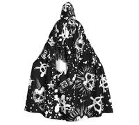 Yyoretp Capa unisex con capucha para adultos con estampado de calavera punk blanca para Halloween, cosplay, disfraces de vampiro de la muerte