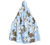 Yyoretp Capa unisex con capucha para adultos, con estampado de chinchillas azules y luna, para Halloween, cosplay, disfraces de vampiro de la muerte
