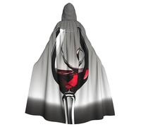 Yyoretp Capa unisex con capucha para adultos, con estampado de copa de vino, para Halloween, disfraz de vampiro de la muerte, cosplay