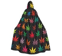 Yyoretp Capa unisex con capucha para adultos, con estampado de hojas de cannabis, para Halloween, cosplay, disfraz de vampiro de muerte