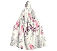 Yyoretp Capa unisex con capucha para adultos, diseño de la Torre de París y una bicicleta, para Halloween, disfraz de vampiro de la muerte