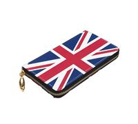 Yyoretp Cartera de cuero con cremallera alrededor de la bandera del Reino Unido para mujeres y hombres, cubierta de chequera con bloqueo RFID