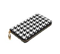 Yyoretp Cartera de piel de primera calidad con estampado de pata de gallo para mujeres y hombres, funda para chequera con bloqueo RFID