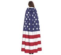 Yyoretp Disfraz de túnica con capucha para adultos, con estampado de bandera americana, carnaval, cosplay, Navidad, Halloween.
