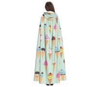 Yyoretp Disfraz de túnica con capucha para adultos, con estampado de conos de helado, carnaval, cosplay, Navidad, Halloween.