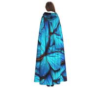 Yyoretp Disfraz de túnica con capucha para adultos, con estampado de mariposas azules, para carnaval, cosplay, Navidad, Halloween.