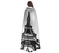 Yyoretp Disfraz de túnica negra con capucha para adultos, diseño de la Torre Eiffel de París, carnaval, cosplay, Navidad, Halloween.