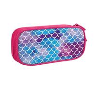 Yyoretp Estuche de gran capacidad con estampado de escamas de pez sirena, estuche organizador de maquillaje con cremallera de doble capa., Pink, Talla única, Estuche de belleza