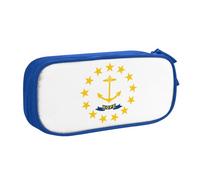 Yyoretp Estuche de gran capacidad con estampado de la bandera del estado de Rhode Island, estuche organizador de maquillaje con cremallera de doble capa., Blue, Talla única, Estuche de belleza