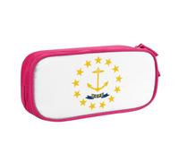 Yyoretp Estuche de gran capacidad con estampado de la bandera del estado de Rhode Island, estuche organizador de maquillaje con cremallera de doble capa., Pink, Talla única, Estuche de belleza