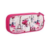 Yyoretp Estuche de gran capacidad con estampado de la Torre Eiffel de París, estuche organizador de maquillaje con cremallera de doble capa., Pink, Talla única, Estuche de belleza