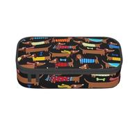 Yyoretp Estuche de gran capacidad con estampado de perro salchicha con texto en inglés "I Love My Dog" para artículos de oficina., Black, Talla única, Bolsillo para el paquete