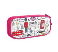 Yyoretp Estuche de gran capacidad con estampado "I Love London", estuche organizador de maquillaje con cremallera de doble capa., Pink, Talla única, Estuche de belleza