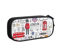 Yyoretp Estuche de gran capacidad con estampado "I Love London", estuche organizador de maquillaje con cremallera de doble capa., Black, Talla única, Estuche de belleza