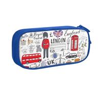 Yyoretp Estuche de gran capacidad con estampado "I Love London", estuche organizador de maquillaje con cremallera de doble capa., Blue, Talla única, Estuche de belleza