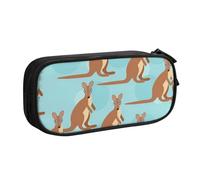 Yyoretp Estuche divertido para lápices con estampado de zoológico de canguro, estuche organizador de maquillaje con cremallera de doble capa., Black, Talla única, Estuche de belleza