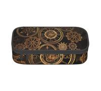 Yyoretp Estuche grande con diseño de reloj de engranajes de bronce con estampado de siglo, estuche grande para artículos de papelería para suministros de oficina., Black, Talla única, Bolsillo para el