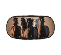 Yyoretp Estuche grande con estampado de caballos corriendo de gran capacidad, estuche para lápices de papelería para suministros de oficina