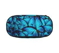 Yyoretp Estuche grande con estampado de mariposas azules de gran capacidad para artículos de oficina